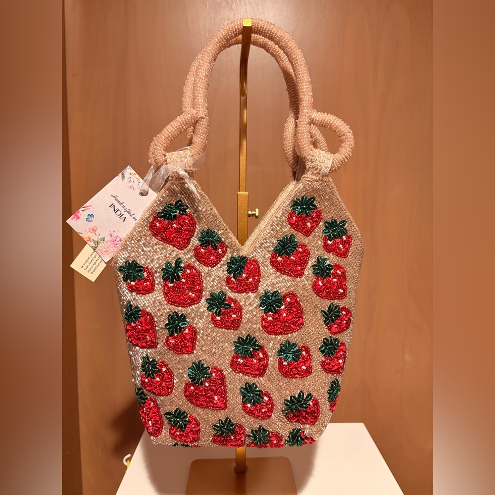 Strawberry beaded shoulder bag
